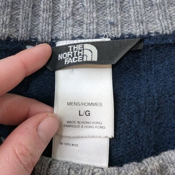 Vintage The North Face Made in Hong Kong Wool Sweater Navy Blue Men Size Large - Picture 8 of 9
